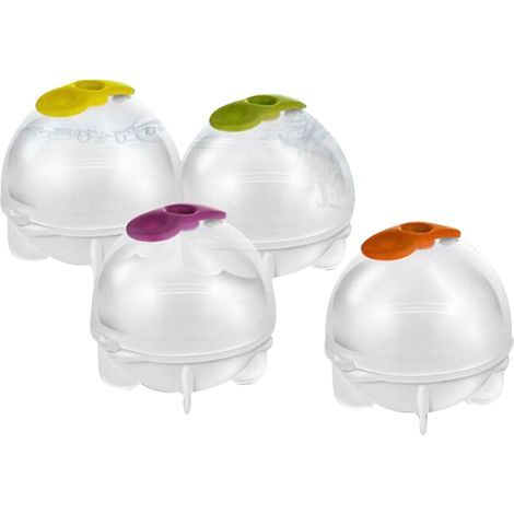 Kugelförmige Eiswürfelform (4er-Set), 6,35 cm (2,5 Zoll) runde Eiswürfelform für Whisky, kugelförmige Eiswürfelform für Cocktails, Desserts und Früchte (DIY). (1/5)