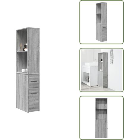 Holzwerkstoff - vidaXL Badschrank Schmal mit Rollen Grau Sonoma Holzwerkstoff - Schrank für Bad