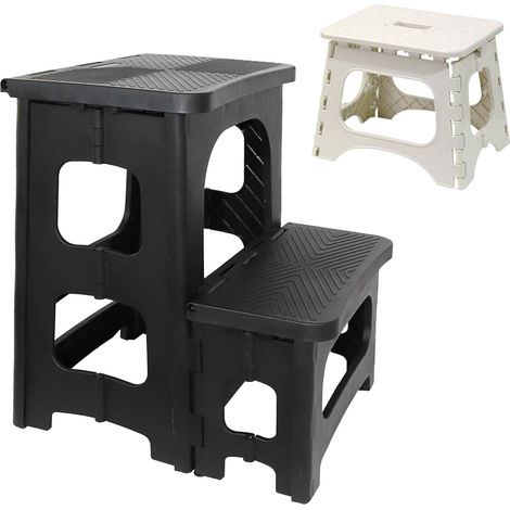 Marchepied, Tabouret Pliable 2 Marches avec Bande de Roulement Antidérapante Capacité de Charge de 150 kg Marchepied Portable pour Enfants avec Tabouret Pliant pour Cuisine Maison Bureau Extérieur (1/5)