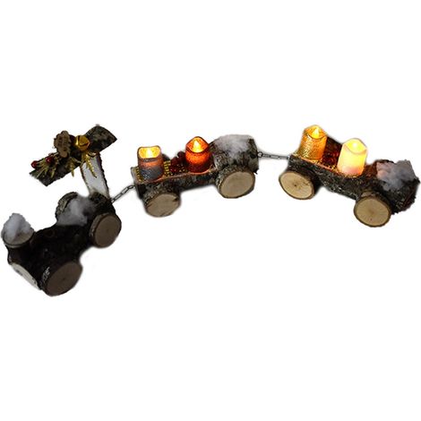 Treno in legno con 4 candele dell'avvento rosso oro bianco argento led addobbi decorazioni natalizi centrotavola idea regalo (1/5)