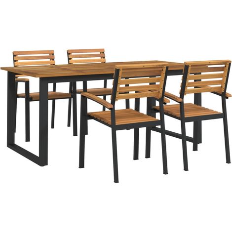 Maison Exclusive - Set Pranzo da Giardino 5 pz Legno Massello di Acacia e Metallo