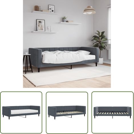 vidaXL Tagesbett mit Matratze Dunkelgrau 90x200 cm Samt (1/5)