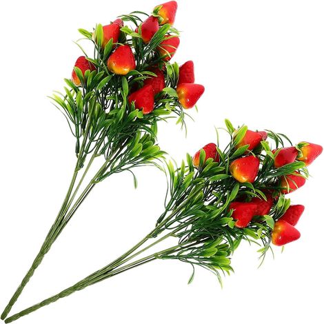 PVC Bouquet Fraises Artificielles Décor Pièces, 2 Réalis (1/5)