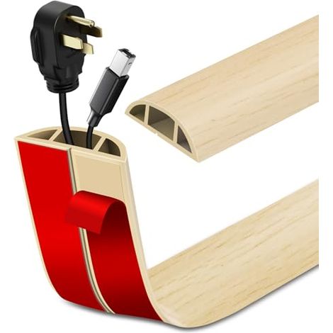 [NIEMALS VERWENDET] Selbstklebender Kabelkanal, Bodenkabelrinne, PVC-Kabelabdeckung (6 m × 2 cm, beige Holzoptik)