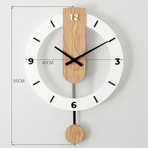 Horloge murale en bois, moderne et silencieuse, grande décoration pour la cuisine, la maison, le salon et la chambre. (1/5)