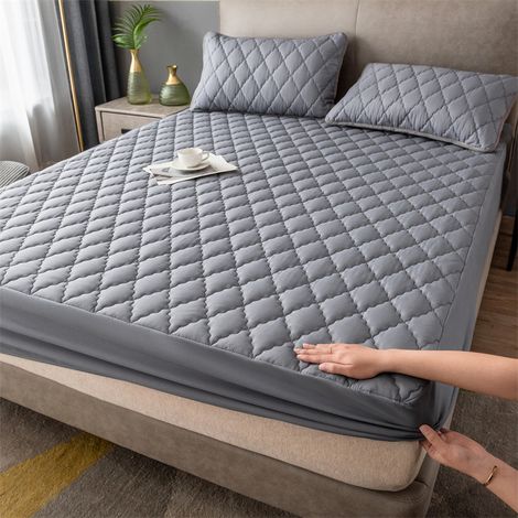 Filiyano-Housse de matelas unie, anti-poussière et imperméable pour matelas de 5 à 25 cm d'épaisseur (gris/200X200cm) (1/4)