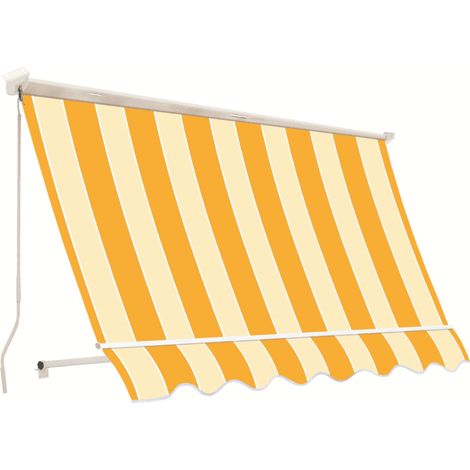 Tenda da sole a caduta braccetti balcone cassone 3x2,5 mt giallo bianco rigato 5402