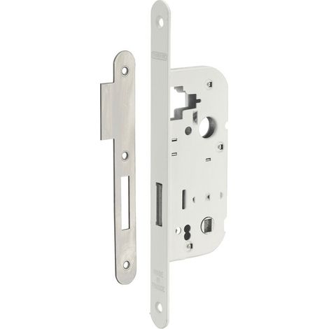 Serrure encastrable à condamnation pour porte intérieure – Pêne dormant 6x9mm – Coffre acier embouti – Finition blanche élégante (1/3)