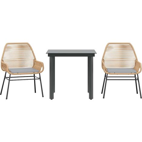 Maison Exclusive - 3-tlg. Garten-Essgruppe mit Kissen Braun Poly