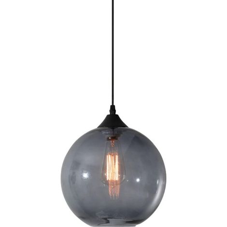 Glass Ball Pendant Light Industrial Vintage E27 Loft Bar Mini Chandelier 1 Light Kitchen Dining Room Bedroom Gray (1/5)