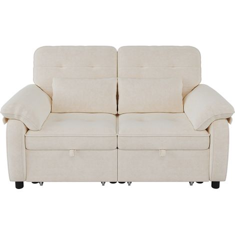 ELVMI Schlafsofa 3-in-1 für 2 Personen, Verstellbare Rückenlehne, Doppelbettfunktion, USB und Type-C, Chenille Beige (1/5)