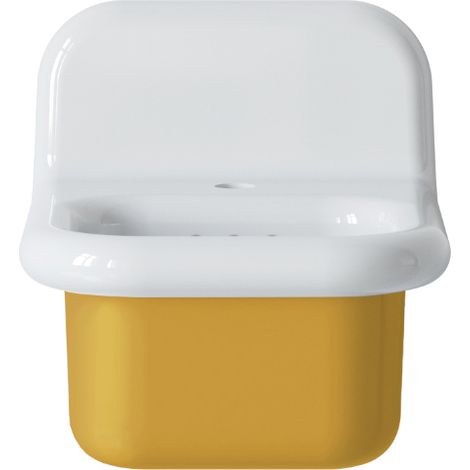 Lavabo rétro en céramique 35 cm - True Colors Lite - Jaune Moutarde Brillant (1/2)