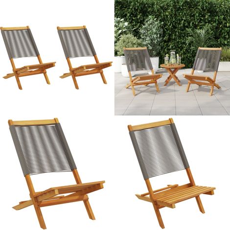 Gartenstühle 2 Stk. Grau Massivholz Akazie und Polypropylen - Gartenzubehör - Gartenstühle - Holzstühle - Akasienholzmöbel - Outdoor Möbel - Home & Living (1/5)