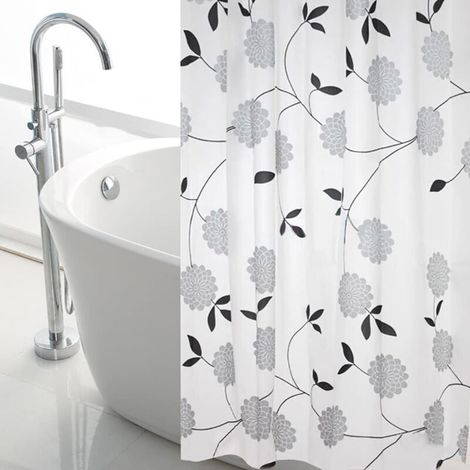 Cortina de ducha extragrande CCYKXAA de 180x180 cm con estampado floral, hasta el suelo, impermeable y antideslizante - Crezuo (1/4)