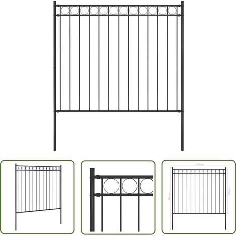 The Living Store Gartenzaun Stahl 1,7x1,5 m Schwarz - Gartenzaun - Stahlezaunt - Metallzaun - Zaunfeld - Privacy Screen (1/4)