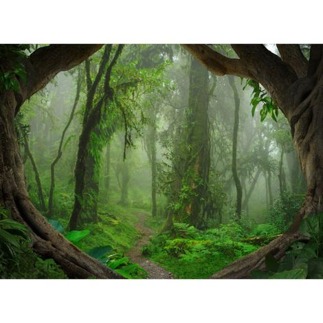 Papier peint panoramique paysage pour chambre Tapisserie panoramique forêt tropicale Papier peint panoramique vert tendance (1/4)