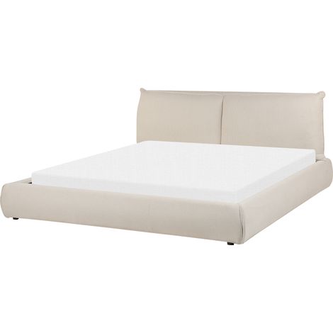 Cama de agua moderna tapizada 180 x 200 cm somier con colchón tela beige Vinay
