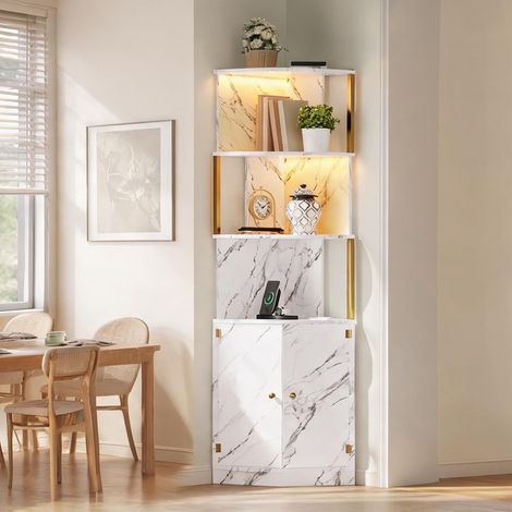 Buffet coloris blanc en MDF 38 x 38 x 180 cm (1/5)