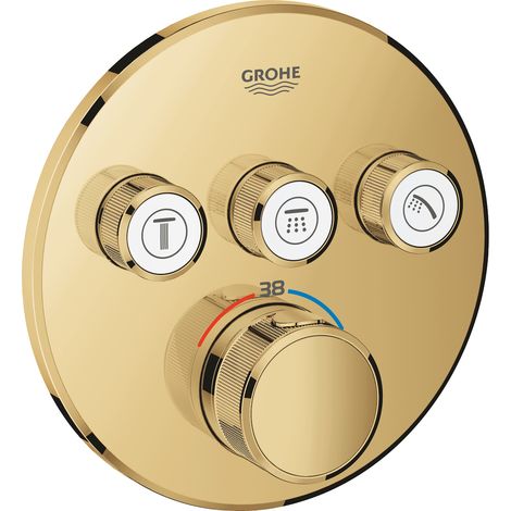 Grohe – Mitigeur thermostatique encastré Grohtherm SmartControl 3 sorties – Or – Débit 36 l/min – Technologie TurboStat anti-brûlure (1/5)