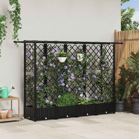 Teenpull – Hochbeet mit Rankgitter und Dach Schwarz 202,5 x 40 x 121 cm PP (1/5)