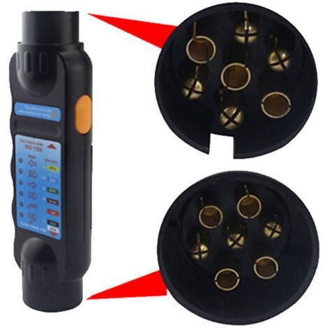 FENOPLASTICATesteur de remorque mâle à 7 broches, testeur de prise de remorque 12 V à 7 broches, outil de diagnostic de câblage de circuit d'éclairage de remorque pour voiture de camping-car de remorq (1/5)