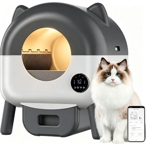 Litiere Chat Autonettoyante 89 L, Litiere Automatique avec Capteurs De Sécurité, Anti-Pincement, Triple Anti-Odeur, Silencieuse, Bac Litiere pour Chat Sûre et Automatique, 6 Lumières, Contrôle par App (1/5)
