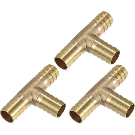 Raccord Tuyau T 3 Chemins Ton Or 3 Pièces Cuivre 14mm (1/5)