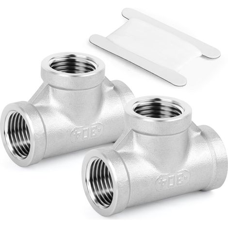 1 pièces Raccords de tuyauterie en acier inoxydable à 5 voies, 1" BSP femelle raccords Tee 1/4"BSP(2 PCS) (1/5)