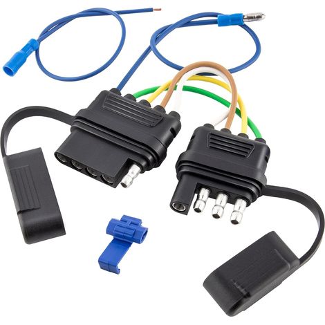 Adattatore per cablaggio rimorchio piatto da 4 a 5 pin per rimorchio per barca con freni a inerzia, adattatore per cablaggio con cavo piatto da 4 a 5 pin in rame puro (1/5)