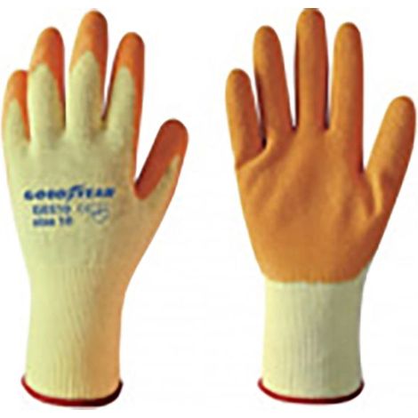 Goodyear guanti in cotone e lattice taglia 10 colore bianco/arancione, guanti da lavoro (1/3)