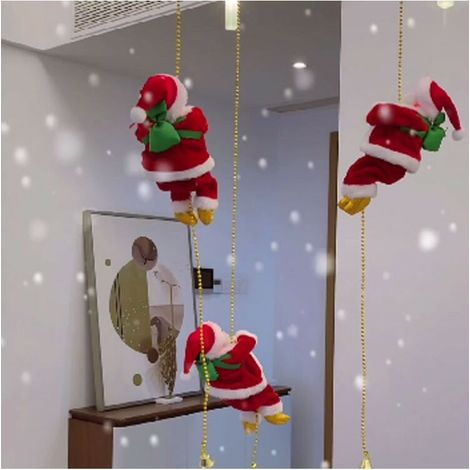 Kletterperlen für den Weihnachtsmann, Kletterseile für den Weihnachtsmann an Bäumen, Musikdekorationen, die an Perlen an Weihnachtsbäumen hängen (1/4)