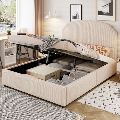 letto letto matrimoniale contenitore 140x200 beige OKMYHOME