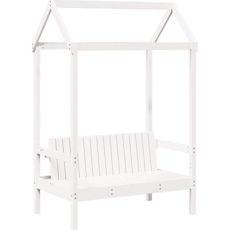 Banc avec toit blanc 117,5x70x176,5 cm bois de pin massif (1/5)