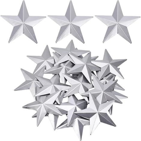 20pcs étoile en Métal Galvanisé de 89mm Style Vintage Rustique Argenté Primitive Tridimensionnelle pour Sapin de Noël Patriotique pour Manuels Suspension Couronne de Noël Faite à la Main (1/5)