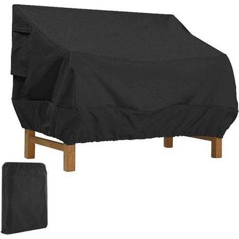 Funda impermeable para sofá de jardín de dos plazas, funda resistente a los rayos UV y a la intemperie para mecedoras de jardín, color negro. (1/5)