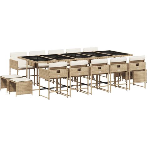 Maison Exclusive - Set da Pranzo da Giardino 15 pz con Cuscini Beige in Polyrattan (1/5)