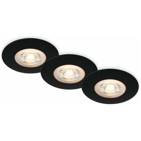 Set de 3 lampes encastrées plafond LED, lampes encastrées ultraplates, spots encastrés salle de bain, spots encastrés salle de bain IP65, noir mat, 90x25 mm (DxH) (1/4)