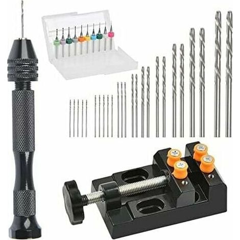 37-teiliges Mini-Handbohrer-Set mit Präzisions-Stiftschraubstock, Bohrmaschinenschraubstock (0,3–1,2 mm)