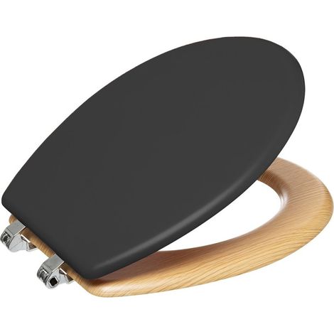 5Five Simply Smart – Abattant WC en MDF et zinc – Charnières en zinc – Fermeture silencieuse – Montage facile – Dimensions L. 36 x P. 5,5 x H. 46,5 cm (1/2)