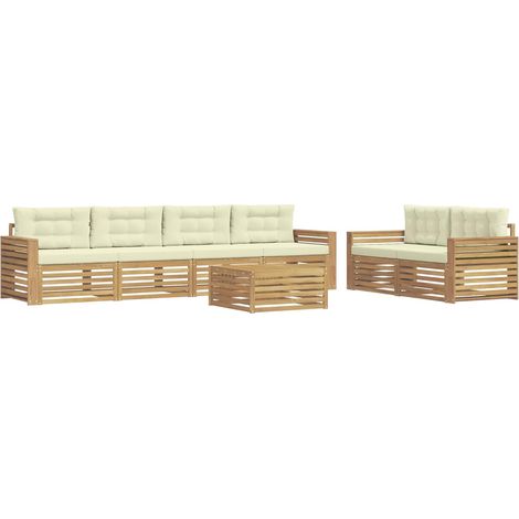 Outdoor Sofa Set 7 pcs White and Cream Solid Acacia Wood vidaXL (1/5)
