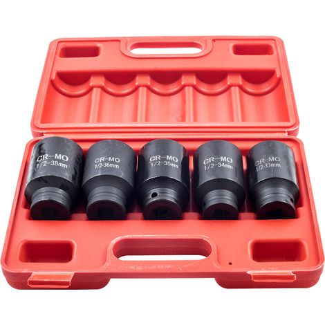 6 Points Axle Hub Nut DEEP IMPACT Socket Set 1/2"Dr Thin Wall Drive Shaft Socket (1/5)