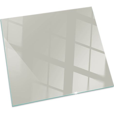 Plaque de protection en verre trempé de sol décorative imprimée sous cheminée Couleur Crème clair Carrée 60x60 cm (1/5)