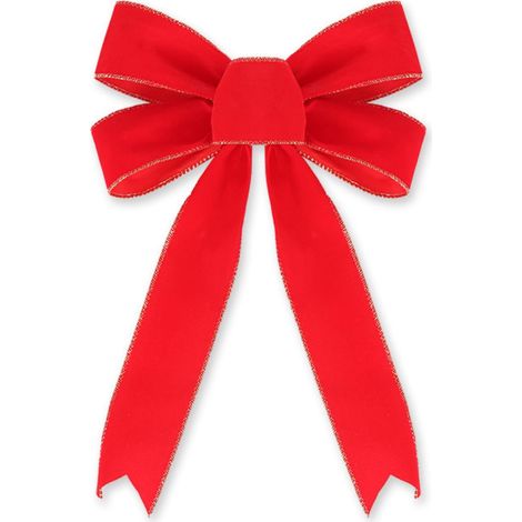 Ribbon Noël - Ruban Velours Rouge Bord Or - Pour Décoration Arbre Noël Couronne Guirlande - 30 cm x 20 cm - 1 Pièce (1/5)