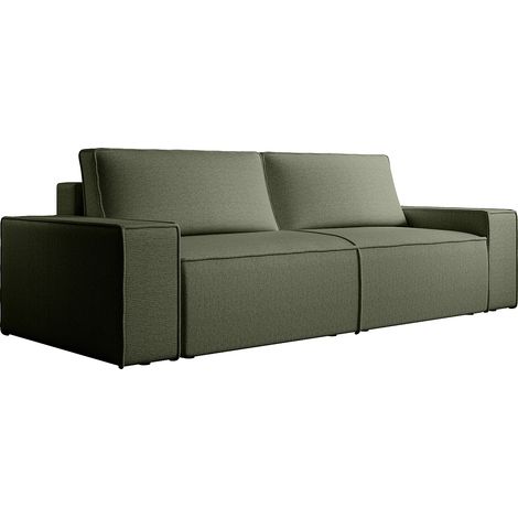 Divano letto 4 posti in Velluto testurizzato Verde - AMELIA (1/5)