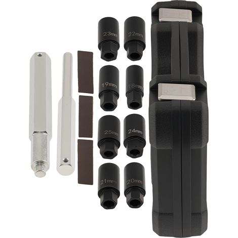 Ensemble d'outils pour retirer les écrous de roue, Acier haute résistance, 10 tailles de douilles, Convient pour les écrous endommagés, Performance de retrait facile, Boîtier de rangement compact (1/5)
