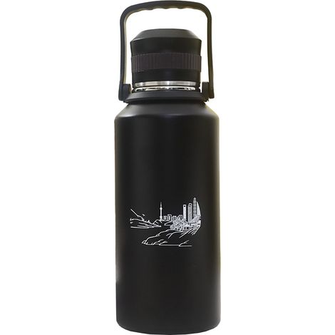 Bouteille isotherme 1500ml en acier inoxydable double paroi, grand format étanche, gourde sport pour camping, couleur noire (1/5)