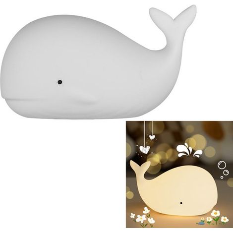 Luce notturna in silicone per bambini, lampada per bambini a forma di balena, lampada per neonati con 8 colori variabili, lampada da tavolo a LED ricaricabile, luce notturna per la notte (1/5)