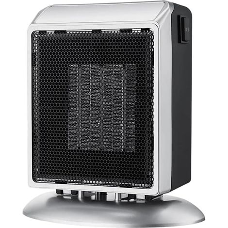 Chauffage Soufflant Électrique, Radiateur en Céramique Portable 400 W/900 W avec Protection Contre La Surchauffe Et Le Basculement pour Le Bureau De La Chambre À Coucher,argent (1/4)