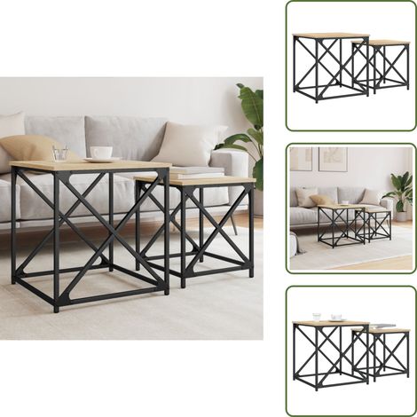 The Living Store Tables basses gigognes 2 pcs chêne sonoma bois d'ingénierie - Table Basse - Table Gigogne - Meuble Salle Séjour - Mobilier Moderne - Décoration Intérieure (1/5)