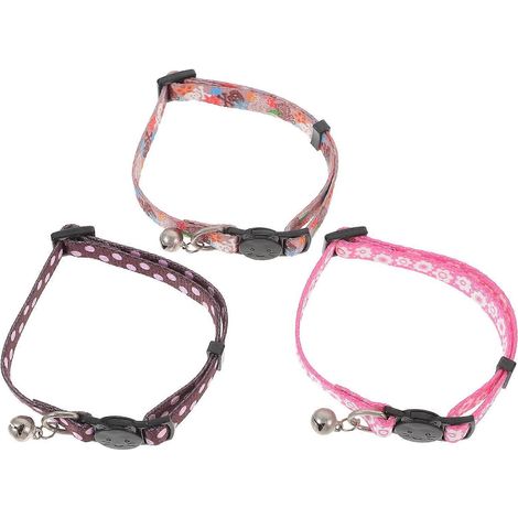 Collar para gato con cascabel, 3 piezas, diseño floral (1/5)